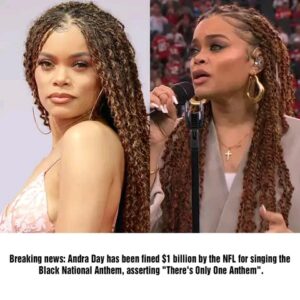 Breaking news: Andra Day has been fined $1 billion by the NFL for singing the Black National Anthem, asserting “There’s Only One Anthem” why so much…. Full story below