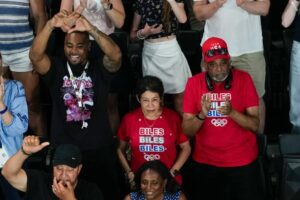 WATCH moment Simone Biles, husband Jonathan Owens shared heart gestures after she wins all-around gold at Olympics