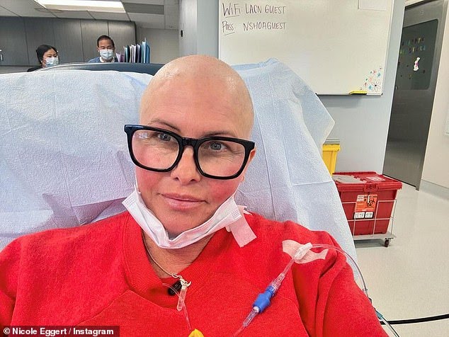 Baywatch star Nicole Eggert, 52, is spotted on a grocery run in Los Angeles… after shaving her head while battling ‘rare’ cancer