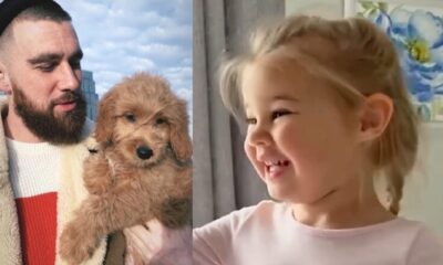 Uncle Travis gifted his niece an adorable golden furry friend, Wyatt couldn’t contain her JOY she said, glowing with so much happiness “we will name her after winnie”