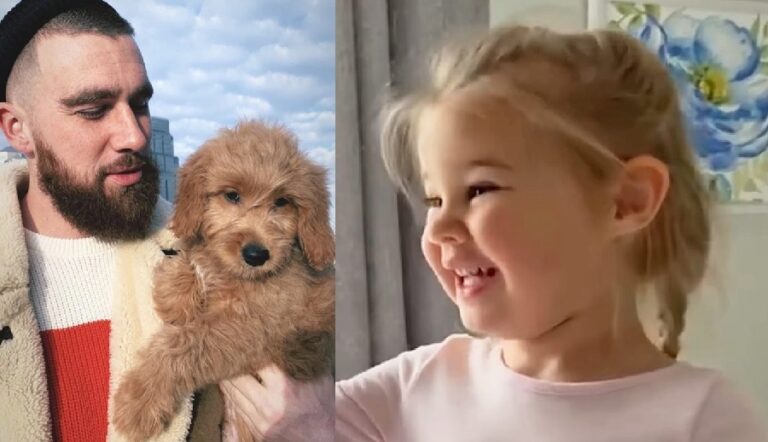 Uncle Travis gifted his niece an adorable golden furry friend, Wyatt couldn’t contain her JOY she said, glowing with so much happiness “we will name her after winnie”